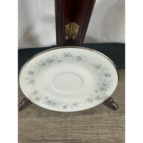 Noritake Porcelain China 6716 INVERNESS Platinum Vintage Japan Blue White Saucer - Picture 3 of 16